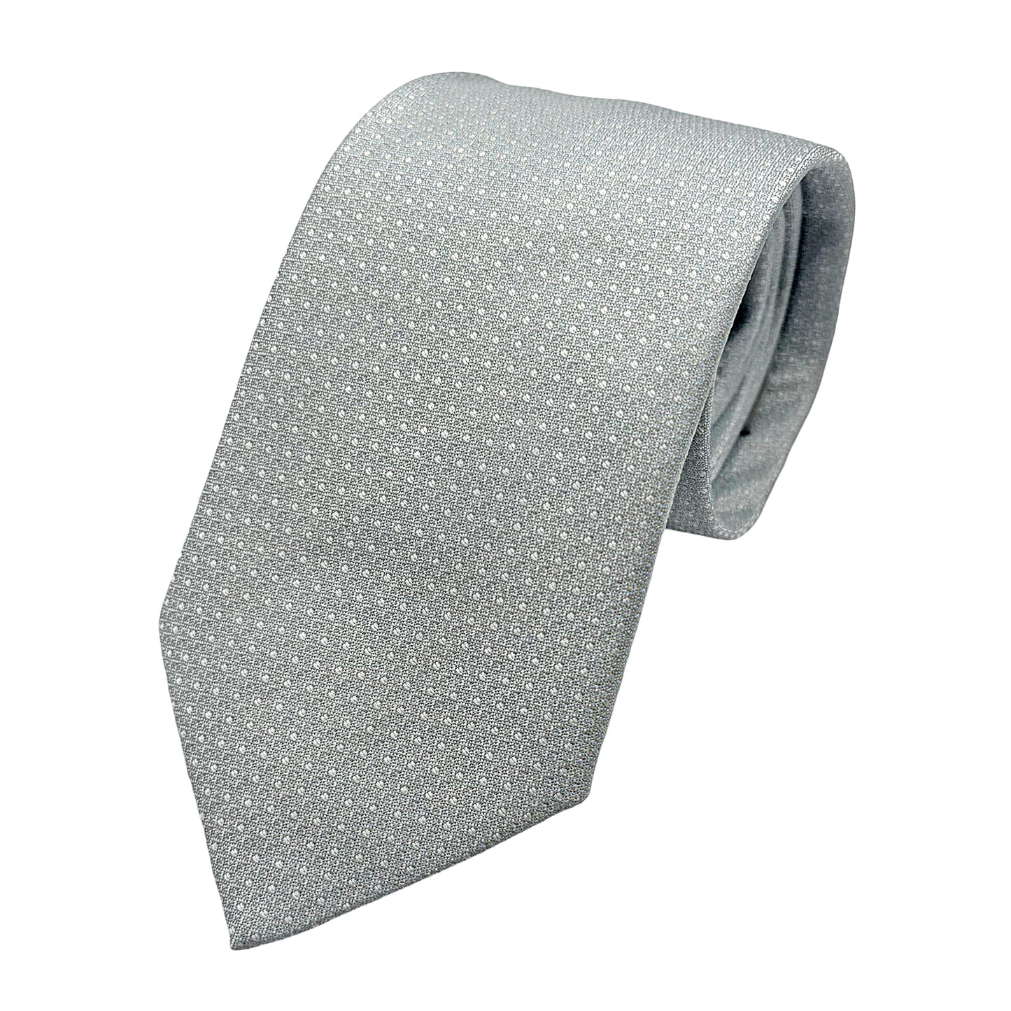 Silver Italian Mens Silk Subtle Textured Weave Neck Tie