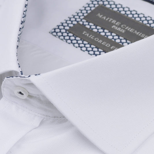 White Cotton Rich Textured Weave Long Sleeve Shirt