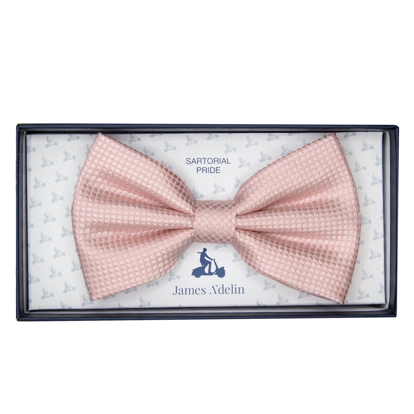 Soft Pink Pure Silk Textured Square Weave Bow Tie