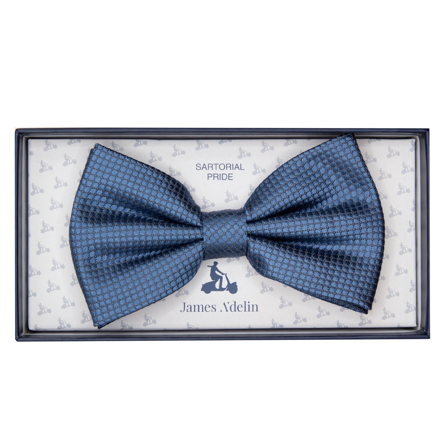 Slate Blue Pure Silk Textured Square Weave Bow Tie