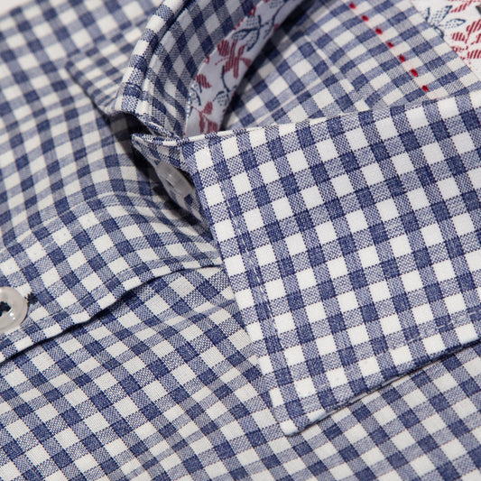 Blue/White Cotton Rich Check Long Sleeve Shirt