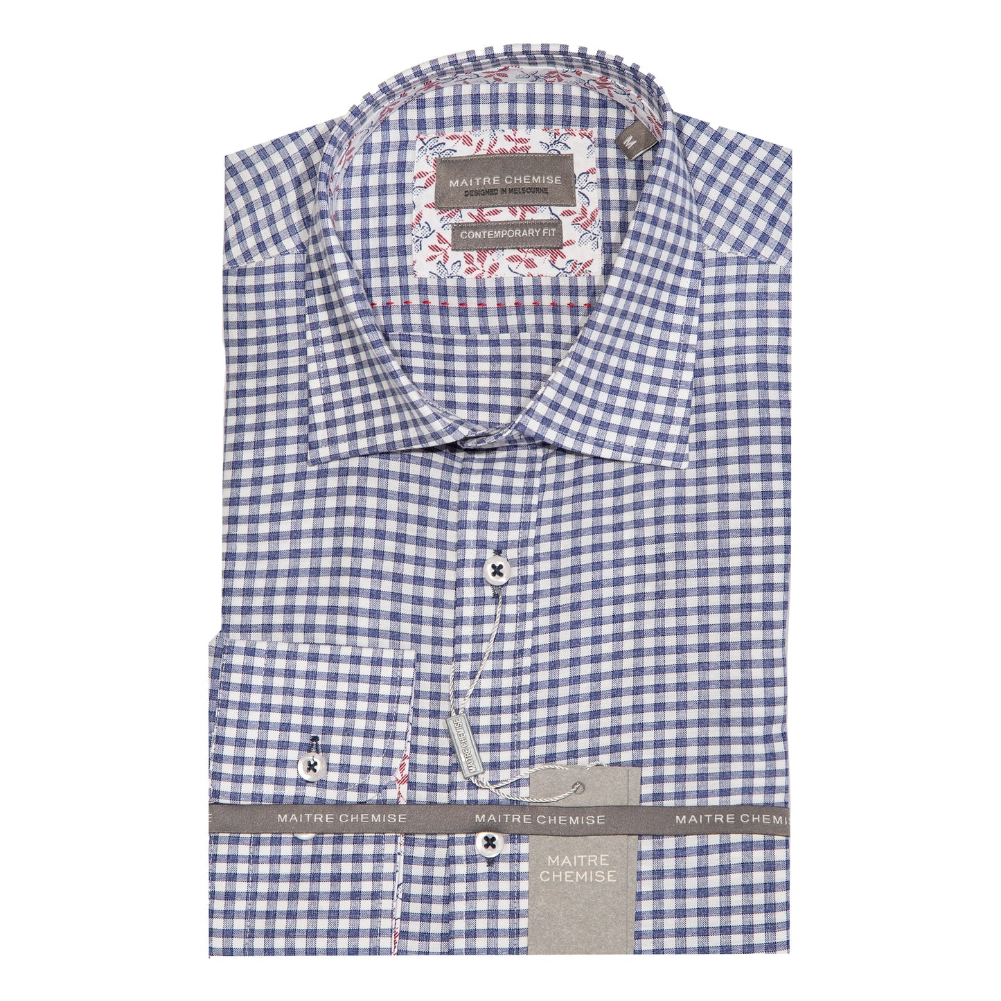 Blue/White Cotton Rich Check Long Sleeve Shirt