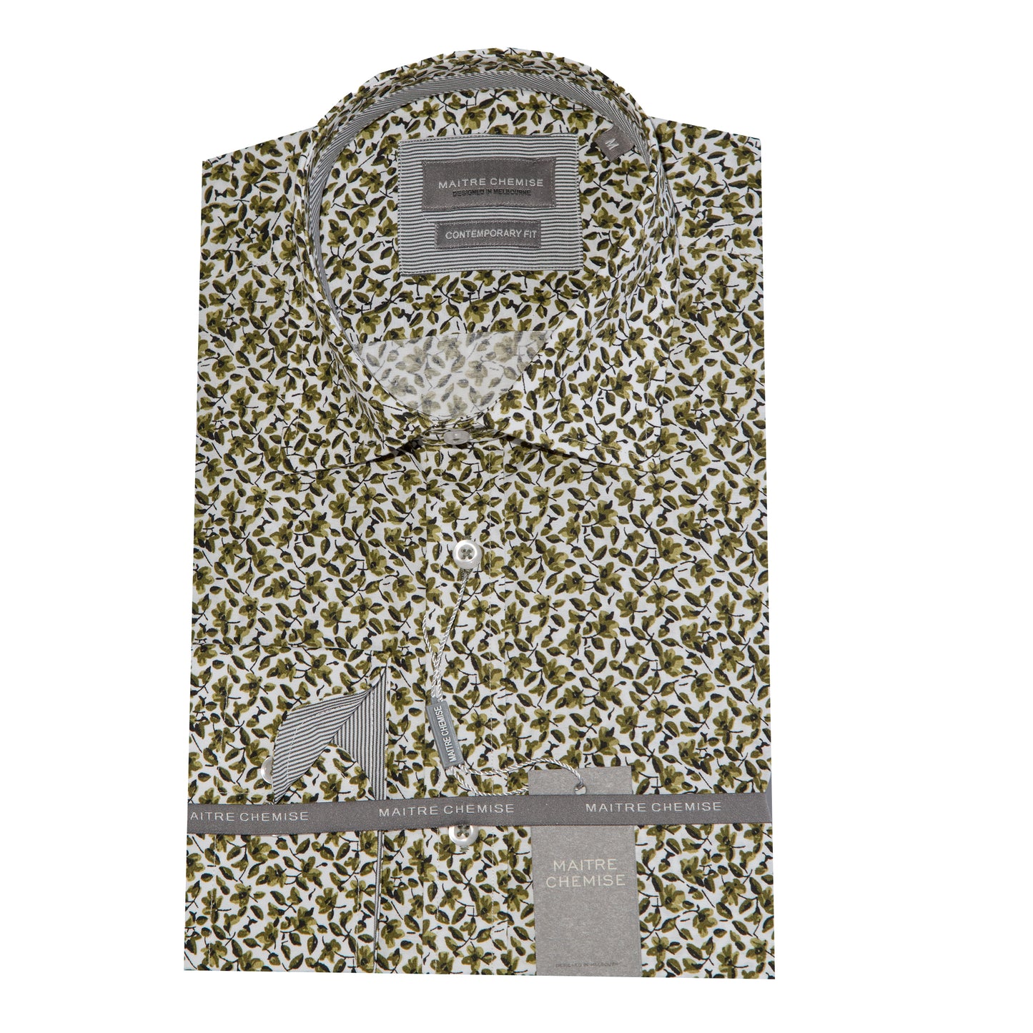 Green Cotton Rich Mini Floral Long Sleeve Shirt