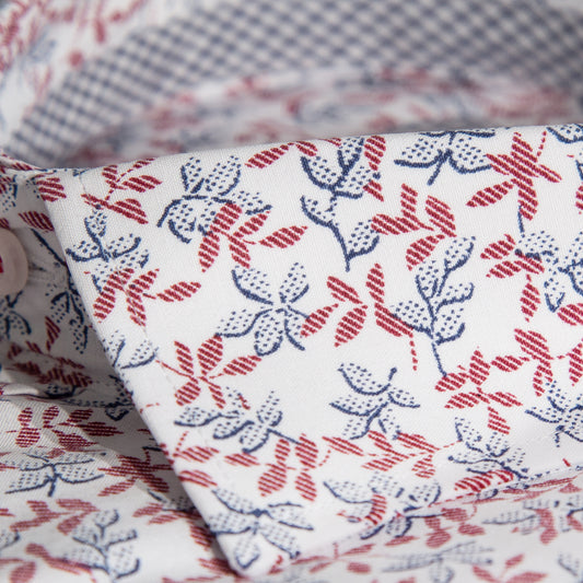 Red Cotton Rich Floral Long Sleeve Shirt