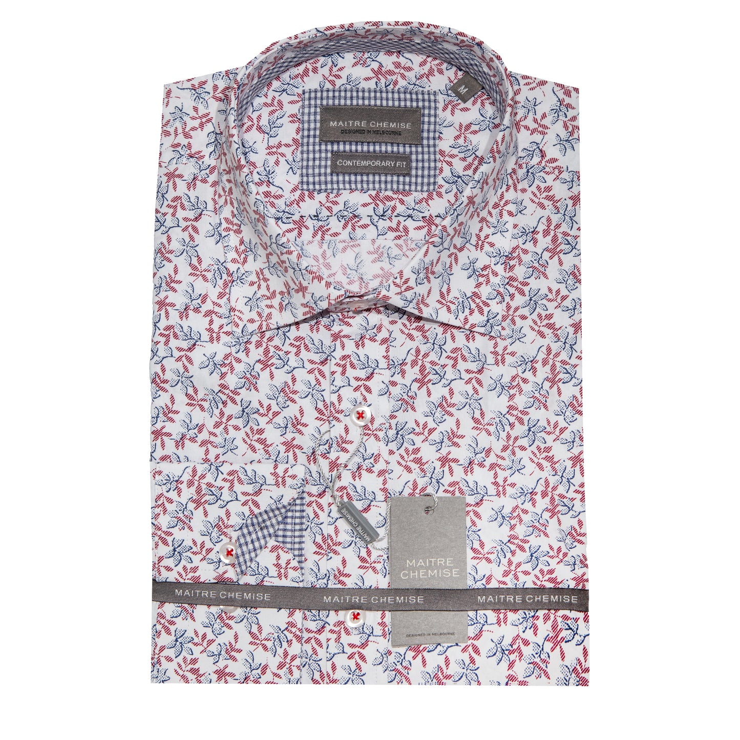 Red Cotton Rich Floral Long Sleeve Shirt