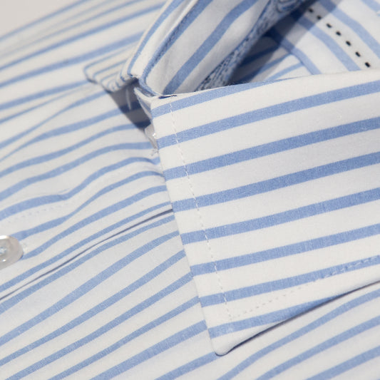 Sky/White Cotton Rich Bengal Stripe Long Sleeve Shirt