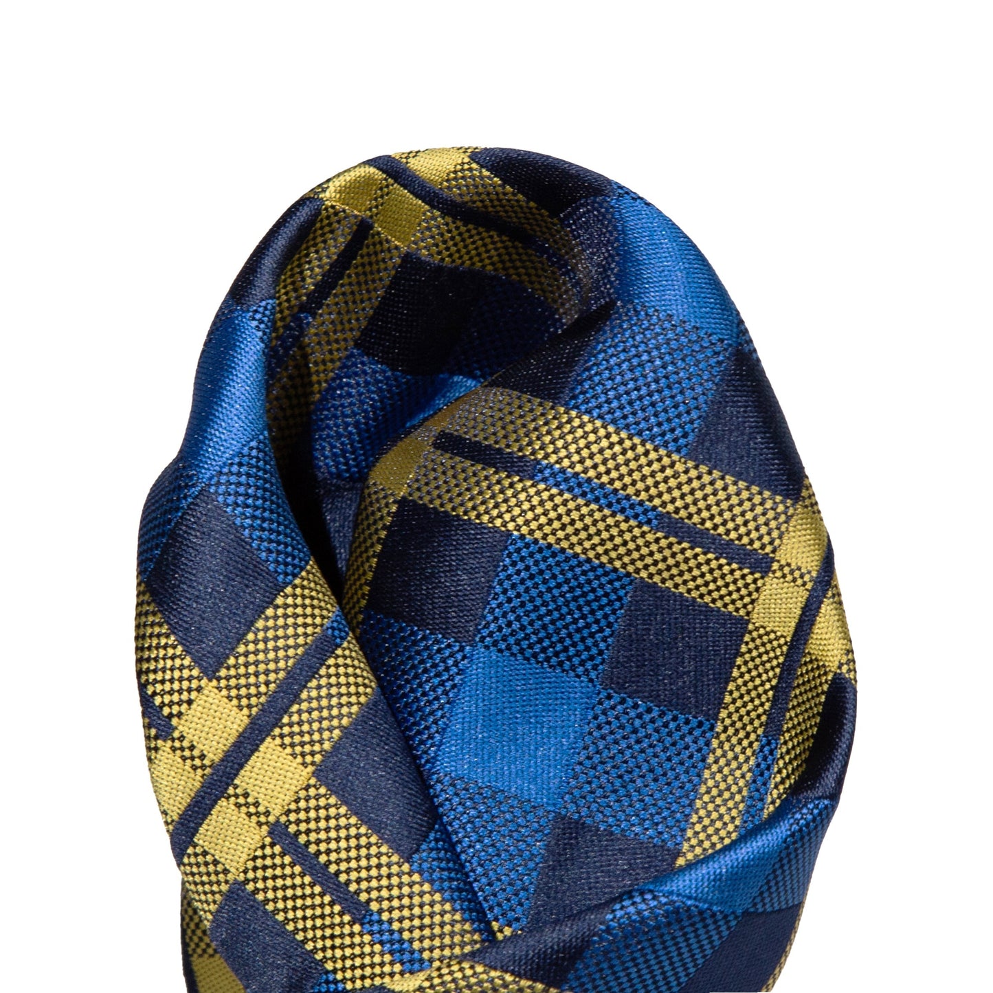 Blue/Navy/Gold Luxury Check Weave Pocket Square