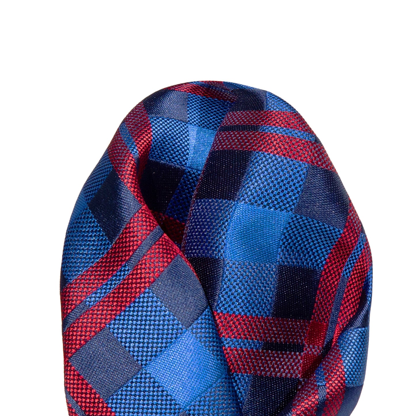 Blue/Navy/Red Luxury Check Weave Pocket Square