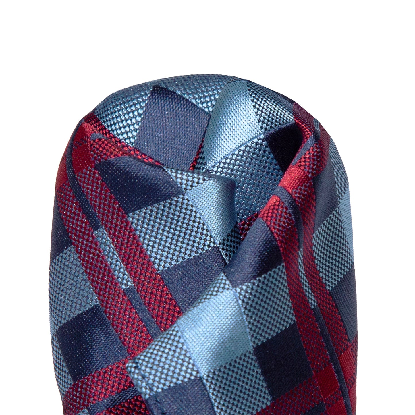 Blue/Navy/Burgundy Luxury Check Weave Pocket Square