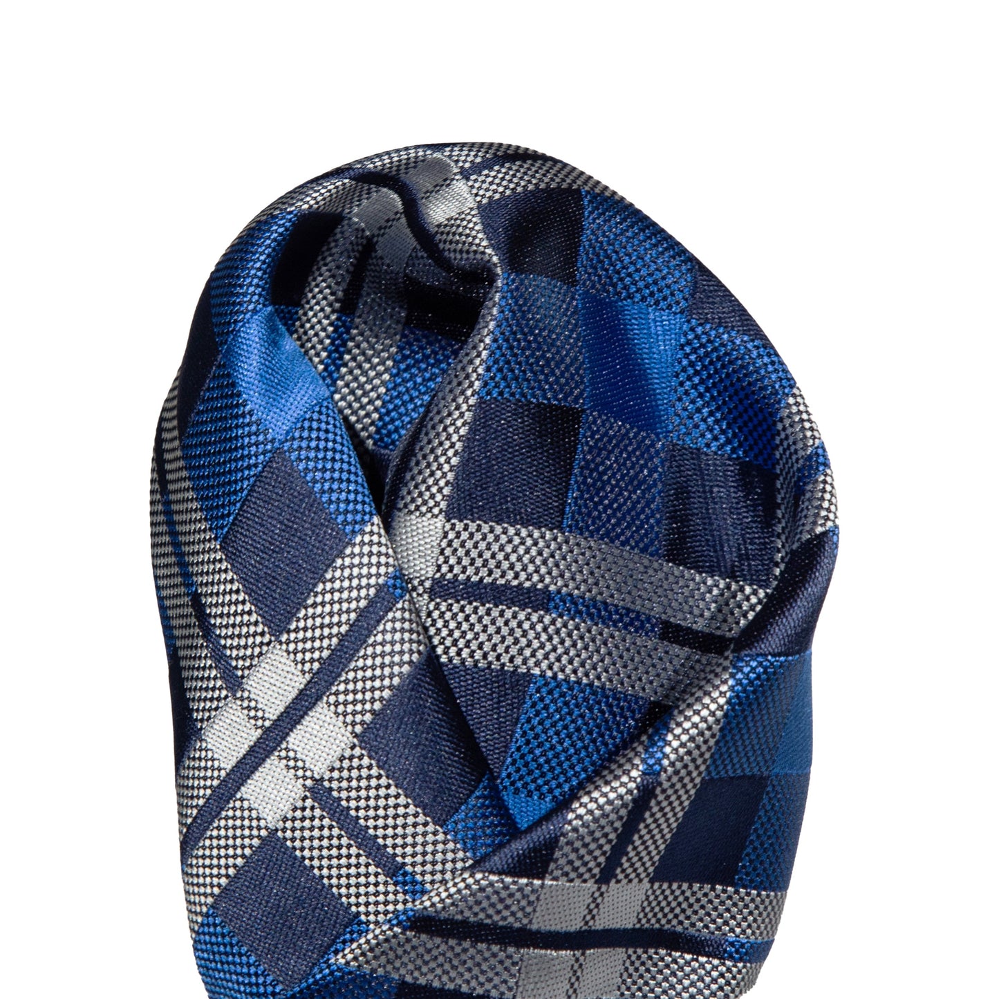 Royal/Navy/Silver Luxury Check Weave Pocket Square