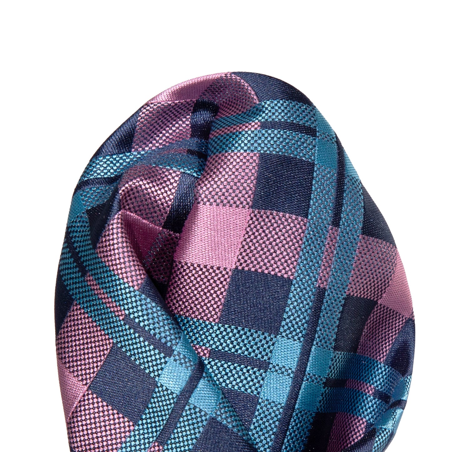 Pink/Navy/Turquoise Luxury Check Weave Pocket Square