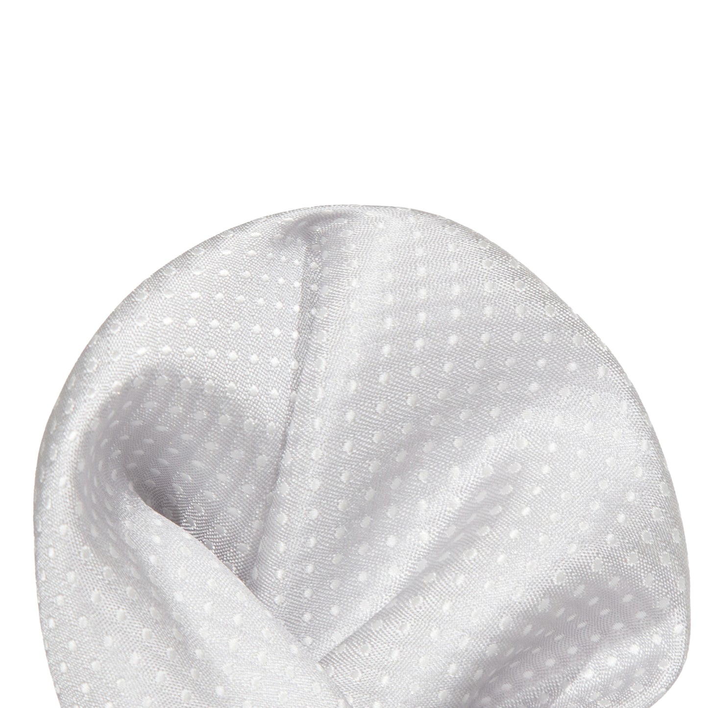 Silver/White Luxury Mini Spotted Weave Pocket Square