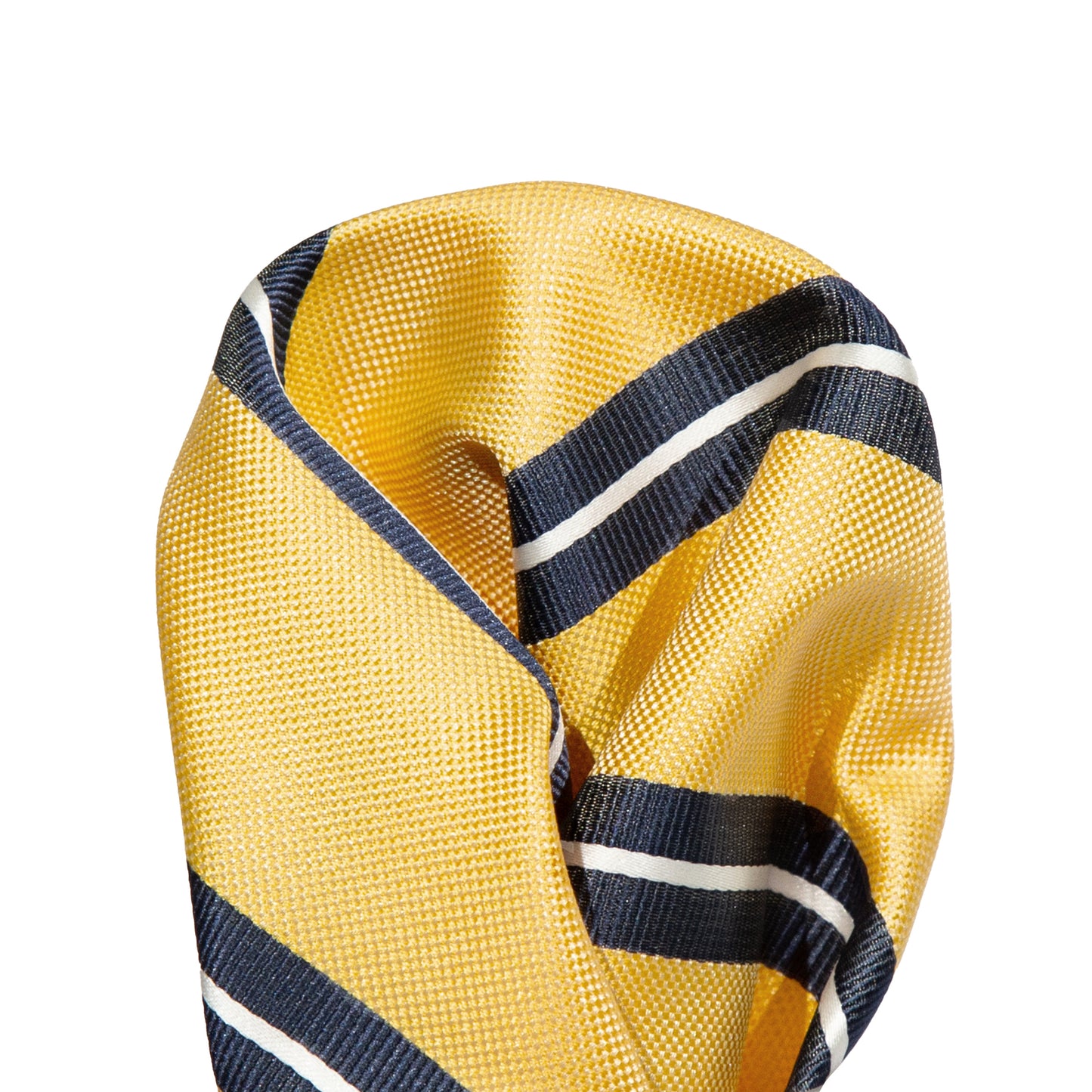 Gold/Navy/White Regimental Striped Weave Pocket Square
