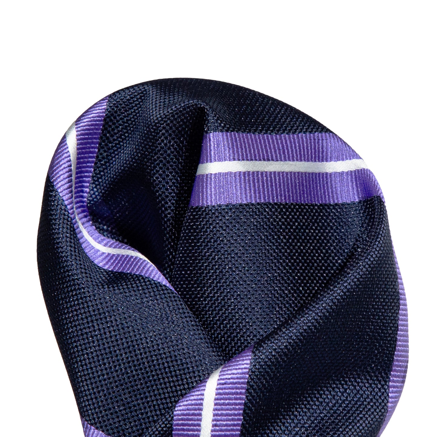 Navy/Purple/White Regimental Striped Weave Pocket Square