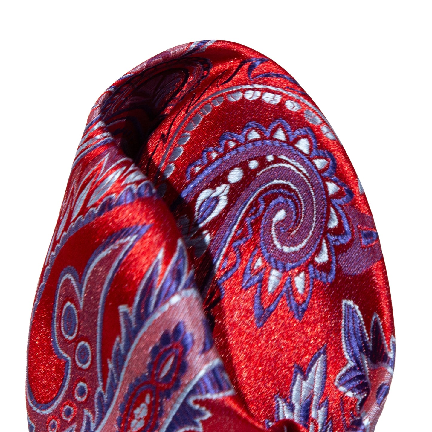 Red/Blue/Silver Luxury Paisley Weave Pocket Square
