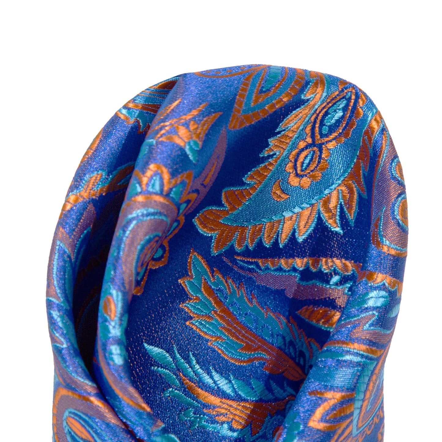Royal/Turq/Orange Luxury Paisley Weave Pocket Square