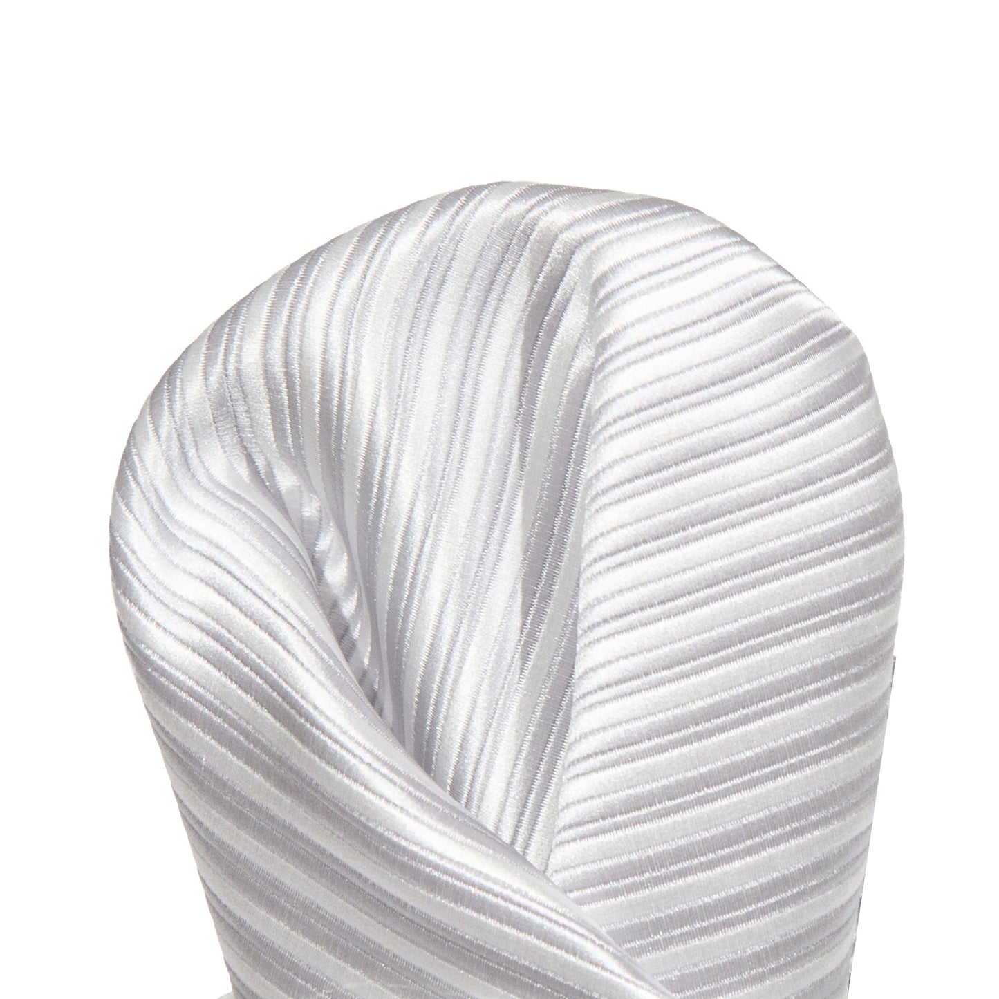 Silver/White Luxury Mini Striped Weave Pocket Square