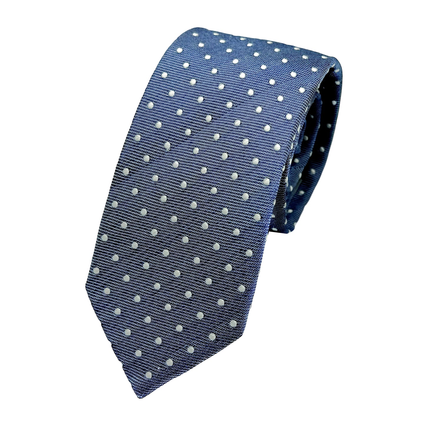 Slate Blue Italian Mens Silk Textured Spotted Weave Neck Tie