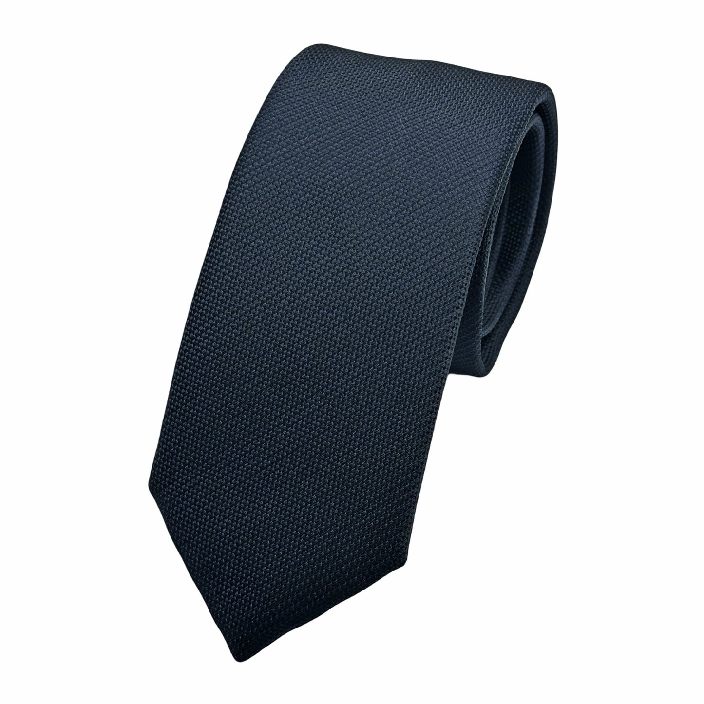 Navy Italian Mens Silk Subtle Tonal Textured Weave Neck Tie