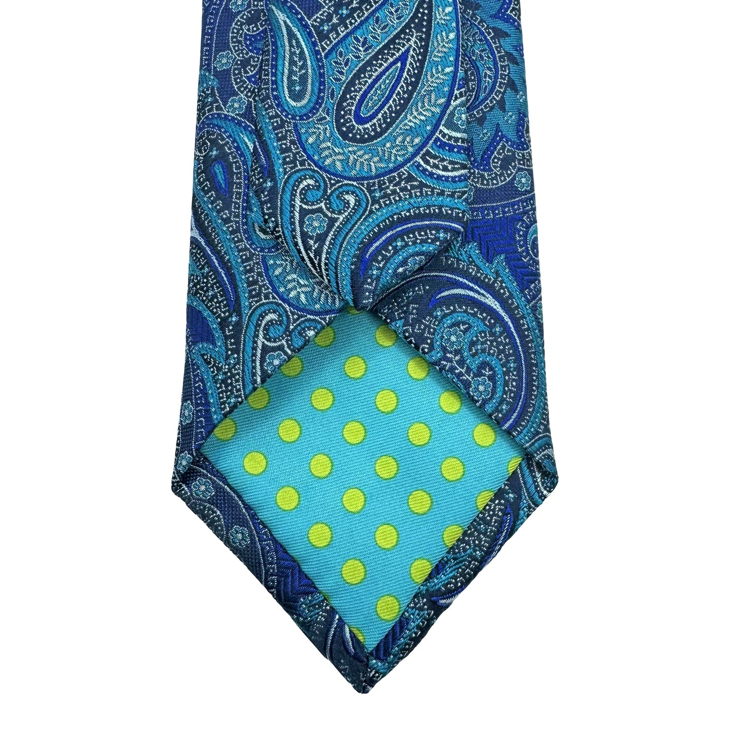 Royal/Aqua Mens Luxury Silk Neck Ties in Paisley Weave Design