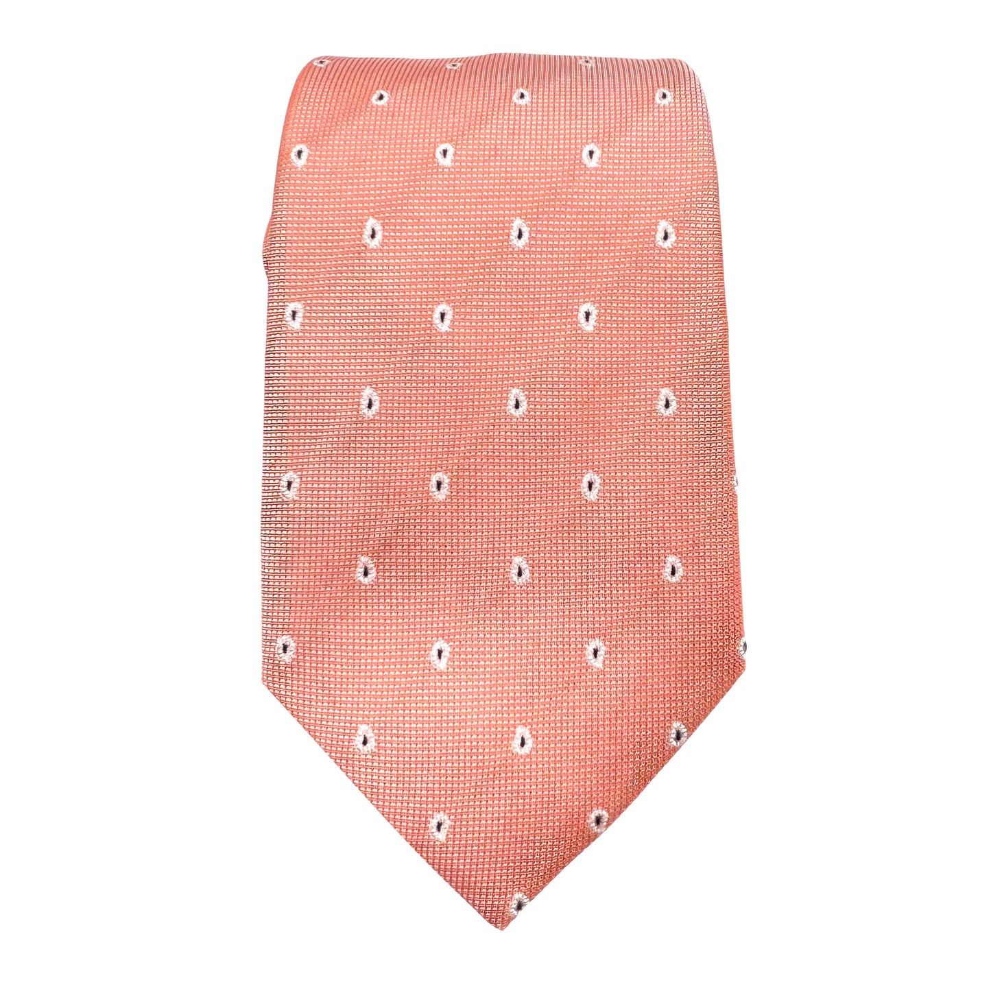Coral Mens Luxury Silk Neck Ties in Subtle Micro Paisley Weave Design