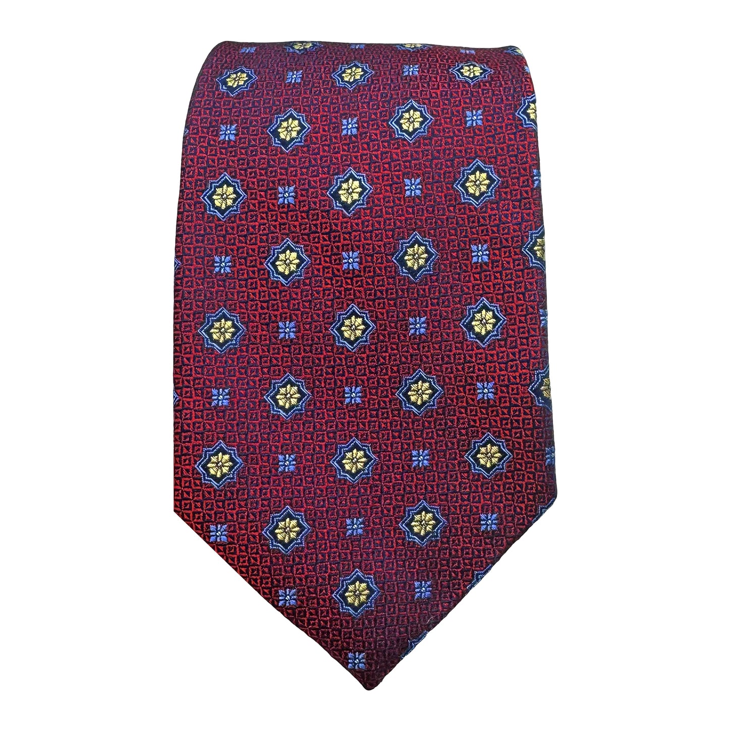 Wine Mens Luxury Silk Neck Tie Large Geometric Weave Design