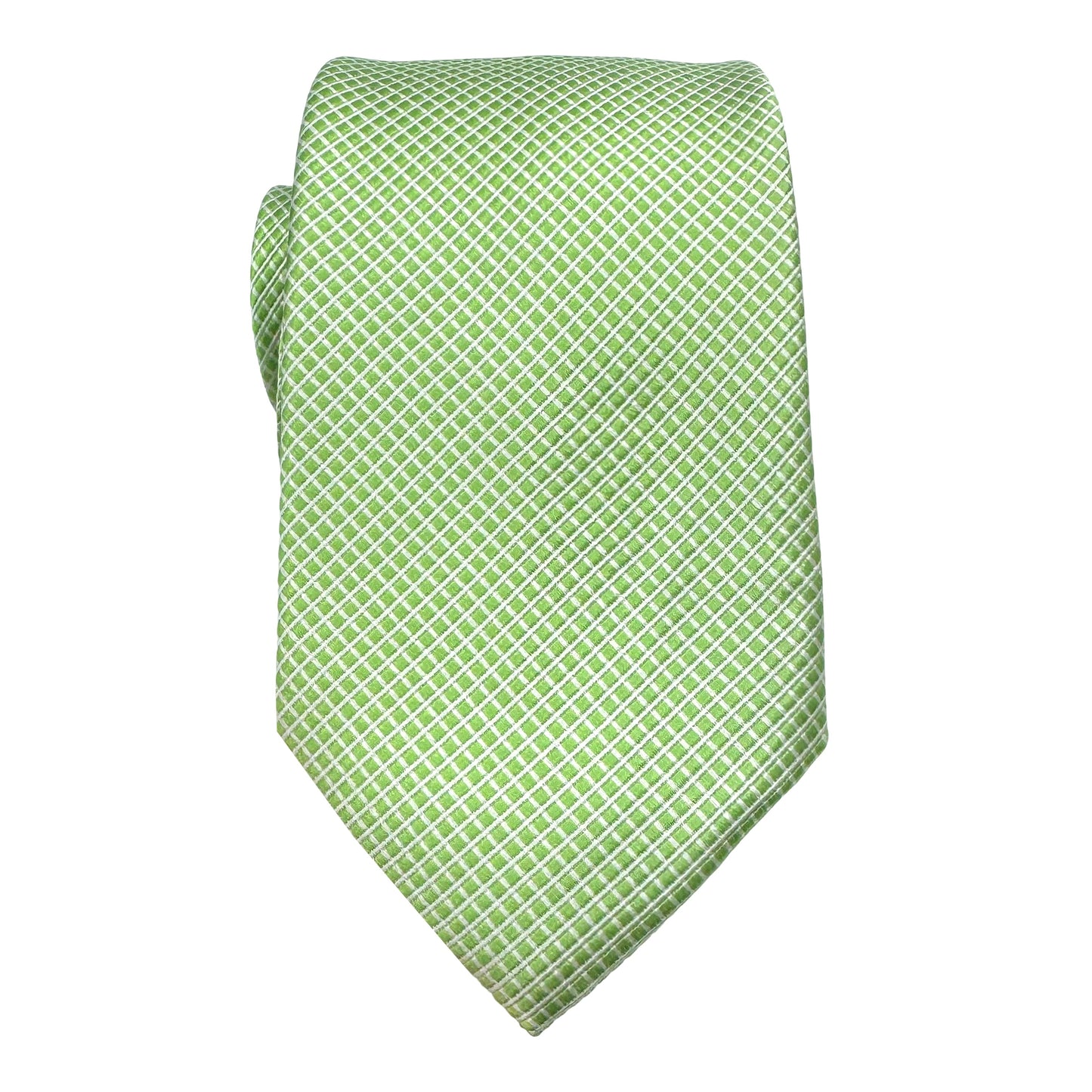 Lime Green Mens Luxury Silk Neck Tie Diagonal Striped Weave Design