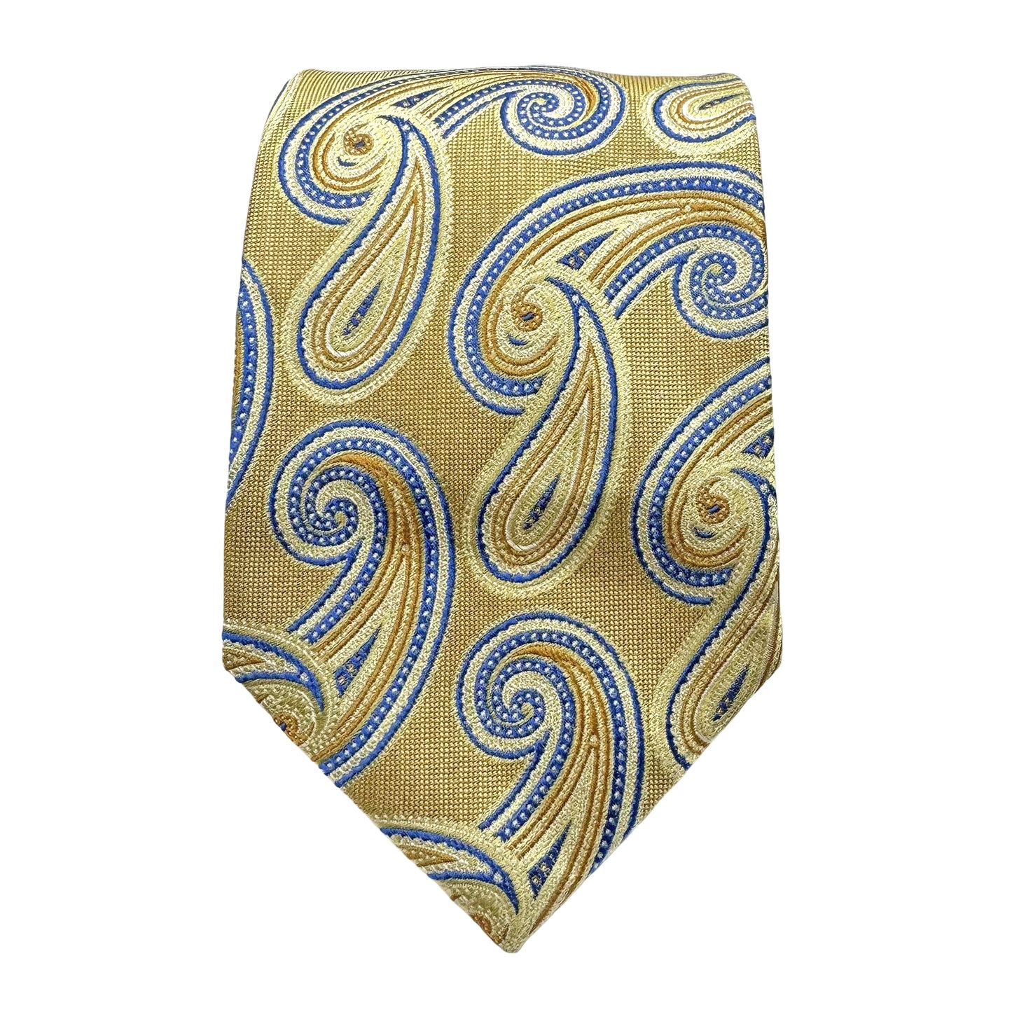 Soft Gold Mens Luxury Silk Neck Tie Paisley Weave Design