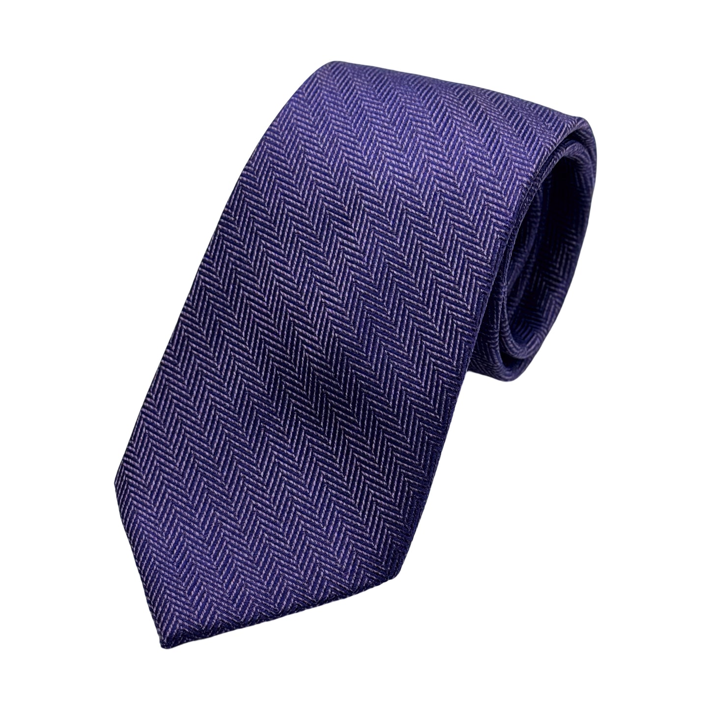 Purple Mens Luxury Silk Neck Tie in Herringbone Weave Design