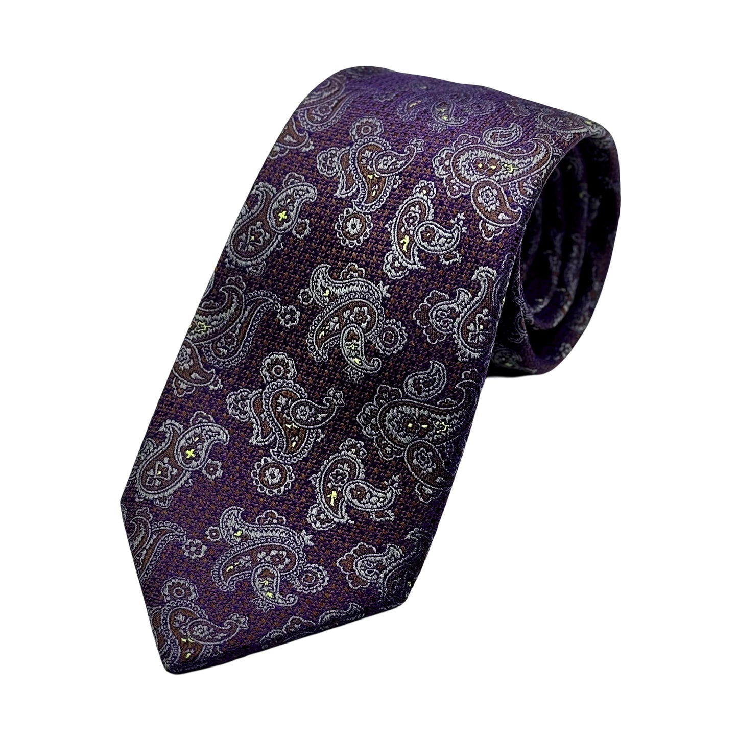 Grape Mens Luxury Silk Neck Tie in Textured Paisley Weave Design