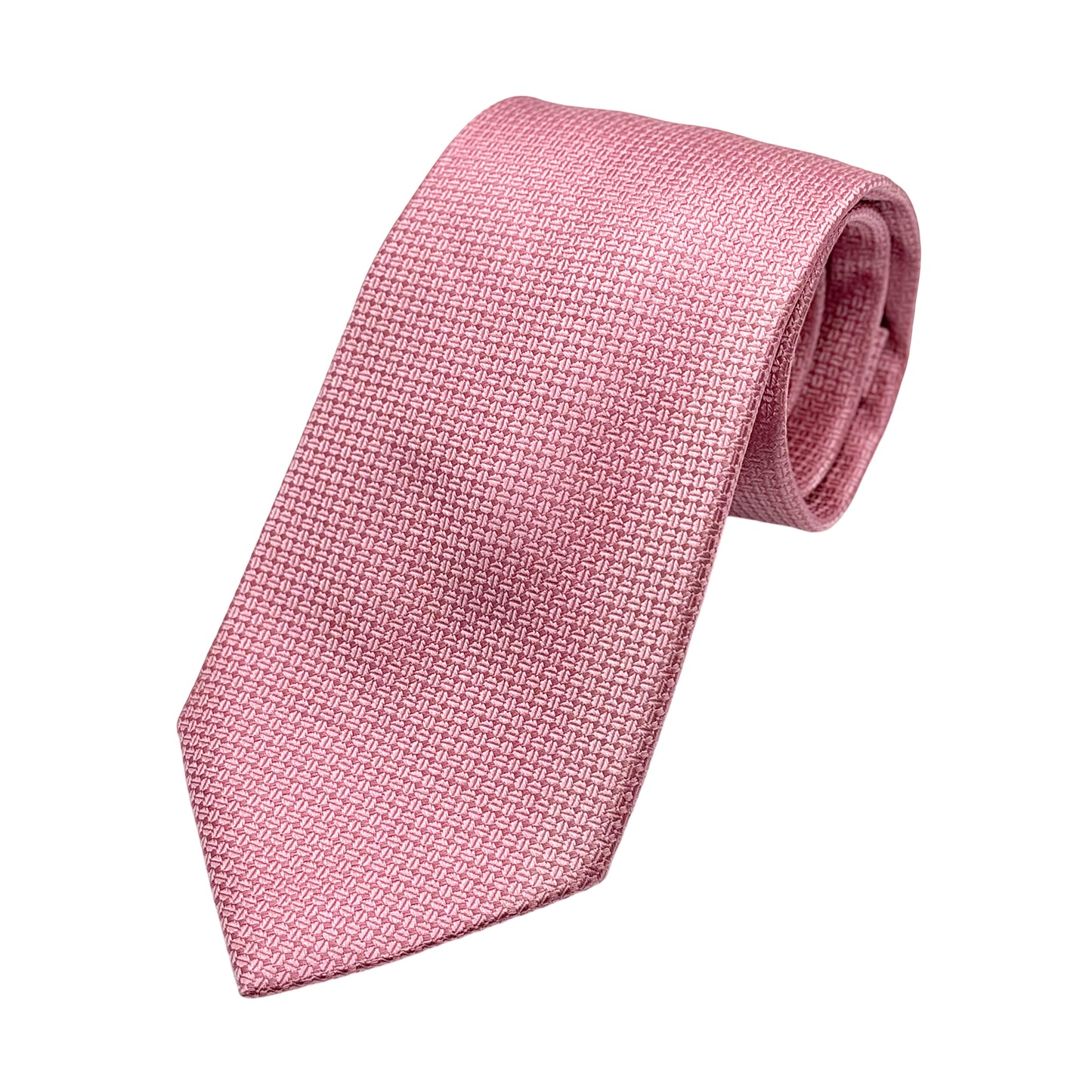 Pink Mens Luxury Silk Neck Tie in Subtle Textured Weave Design
