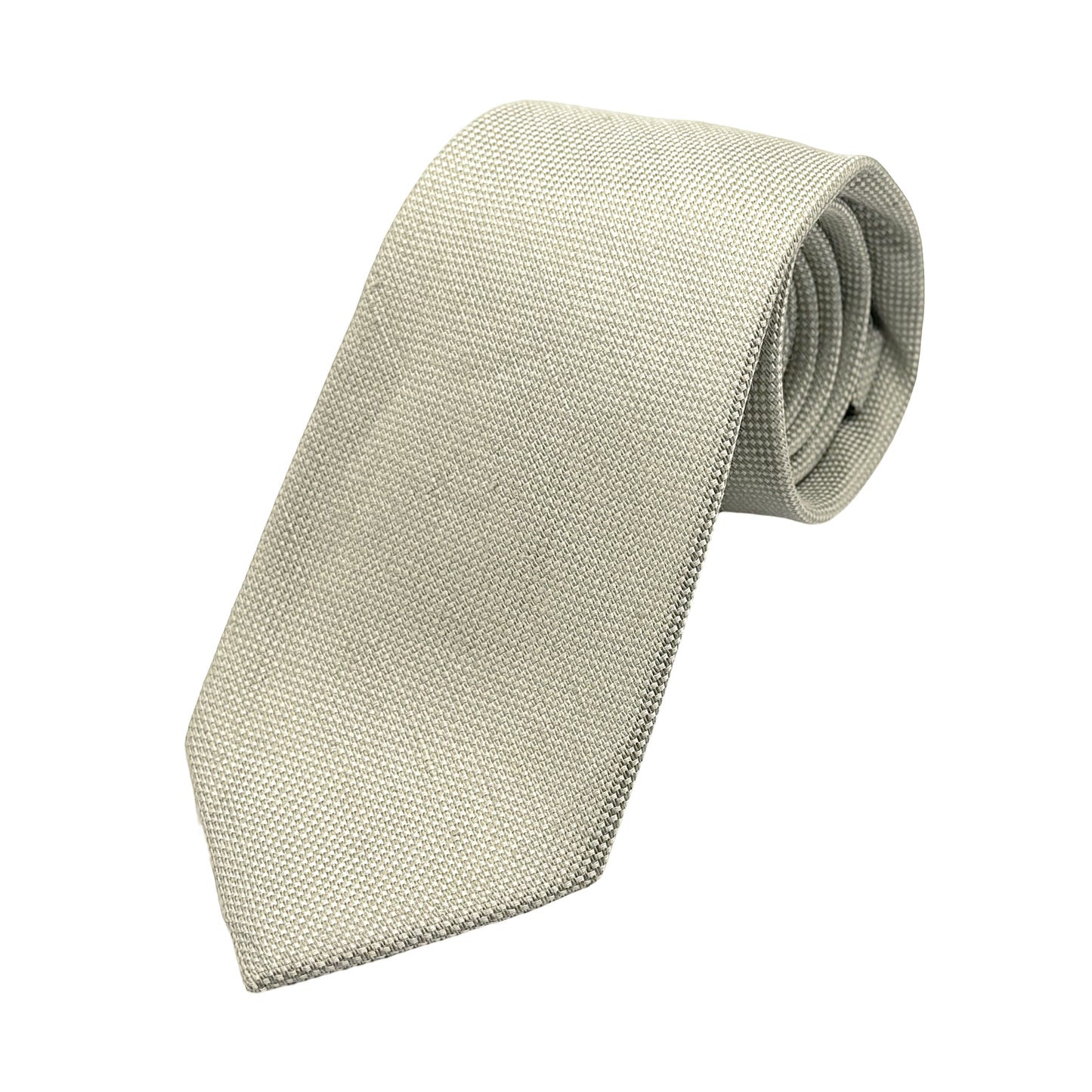 Beige Mens Luxury Silk/Linen Blend Neck Tie in Textured Slub Weave Design