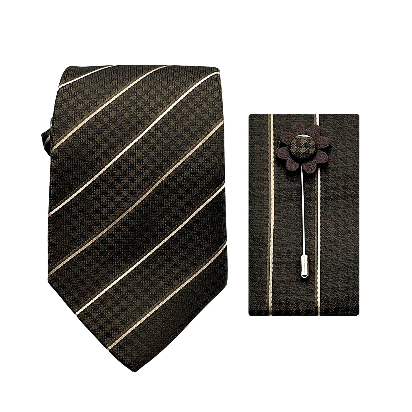 JACOMBO223010 JAMES ADELIN Luxury Stripe 7.5cm Width Tie/Pocket Square/Lapel Pin Combo Sets