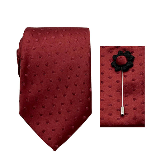 JACOMBO225010 JAMES ADELIN Satin Spotted 7.5cm Width Tie/Pocket Square/Lapel Pin Combo Set