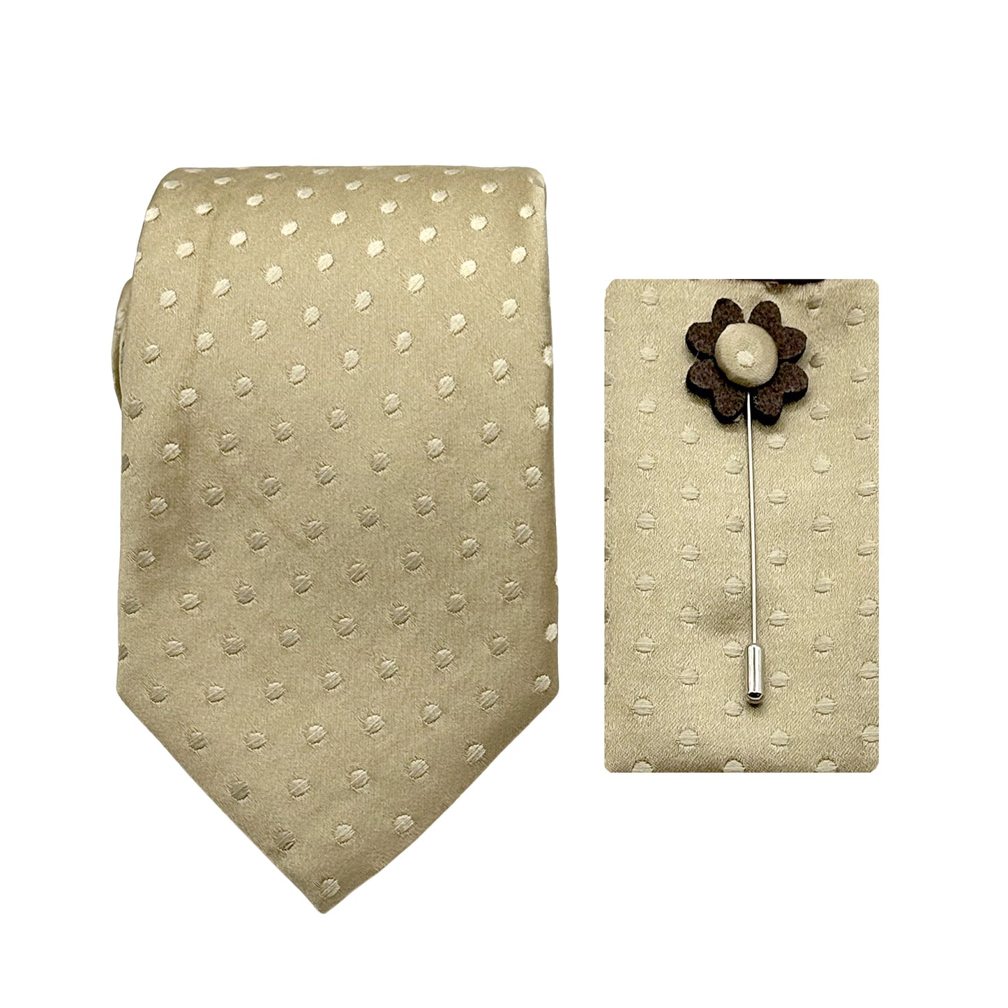 JACOMBO225010 JAMES ADELIN Satin Spotted 7.5cm Width Tie/Pocket Square/Lapel Pin Combo Set