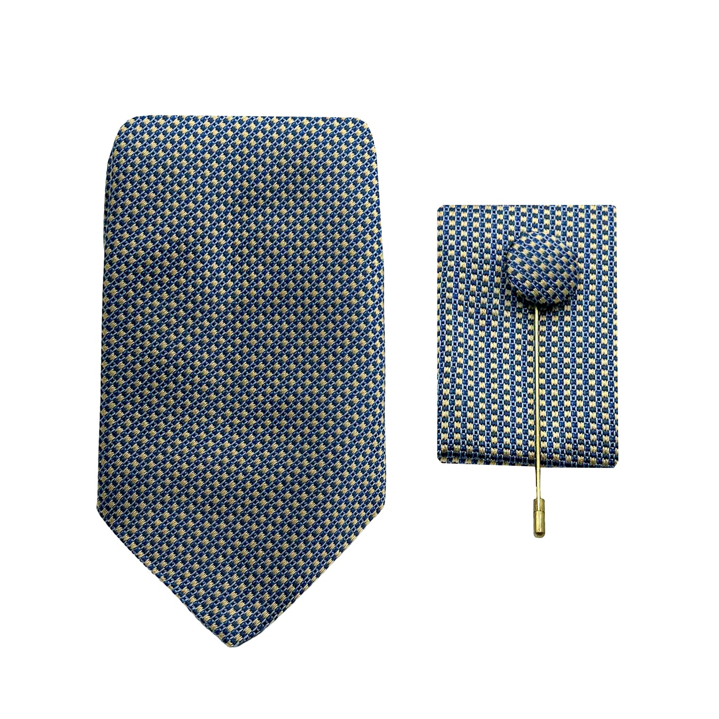 JACOMBO241020 JAMES ADELIN Luxury Textured Geometric Weave 7.5cm Width Tie/Pocket Square/Lapel Pin Combo Set