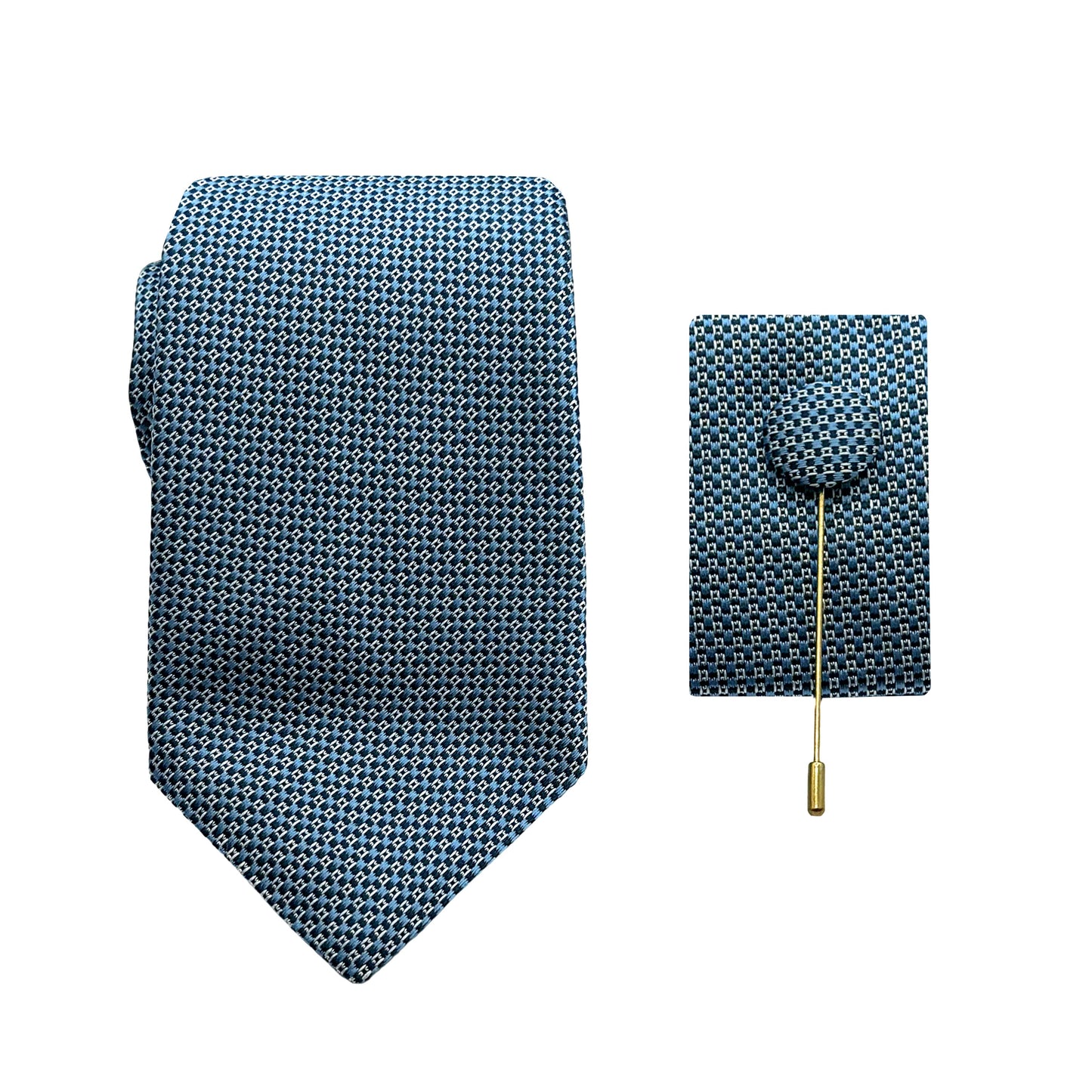 JACOMBO241020 JAMES ADELIN Luxury Textured Geometric Weave 7.5cm Width Tie/Pocket Square/Lapel Pin Combo Set