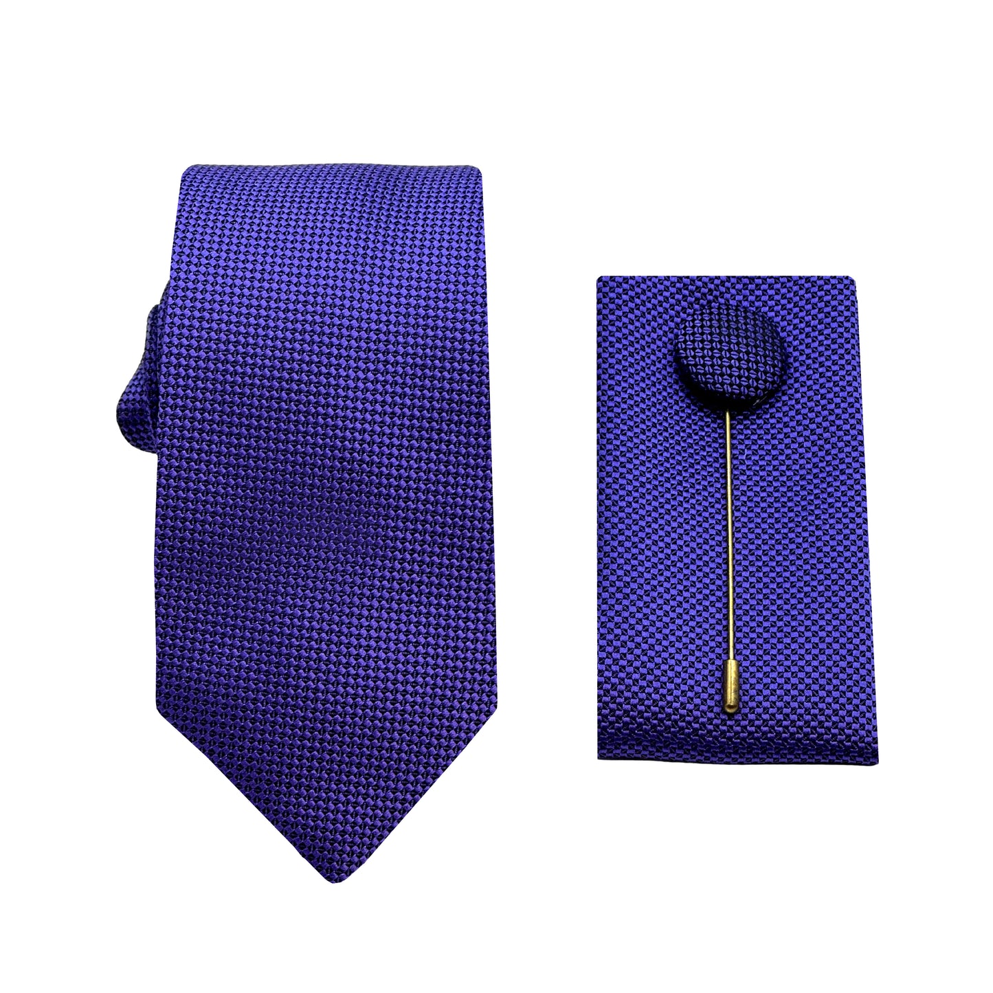 Purple Luxury Textured Weave 6.5cm Width Skinny Tie/Pocket Square/Lapel Pin Combo Set