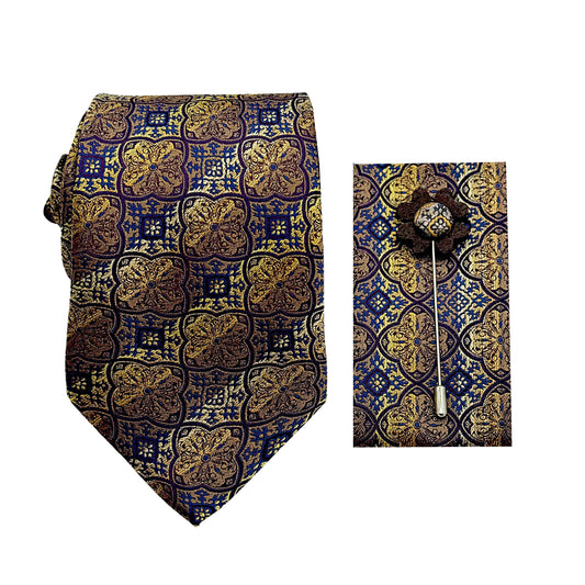 JACOMBO222170 JAMES ADELIN Luxury Quatrefoil 7.5cm Width Tie/Pocket Square/Lapel Pin Combo Sets