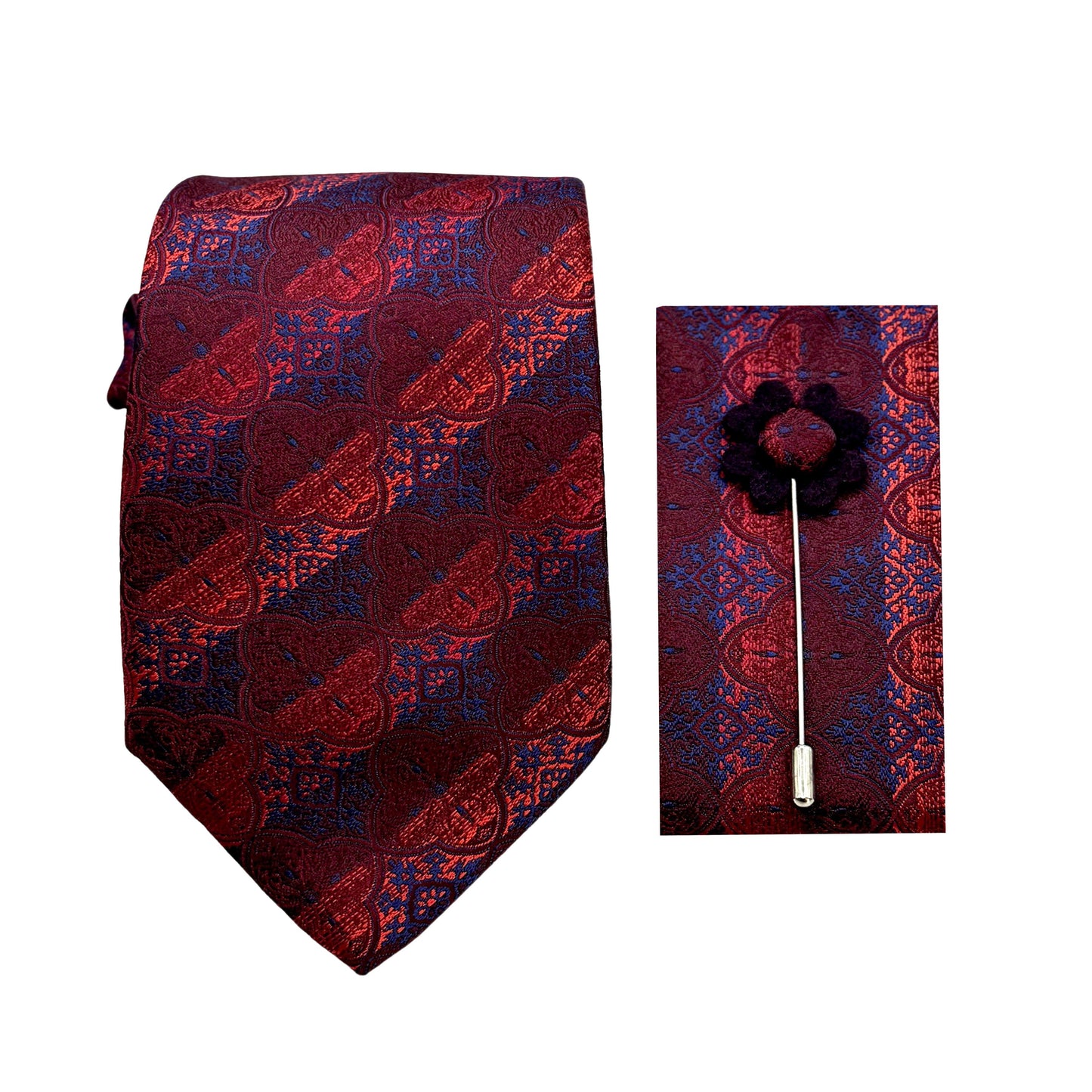 JACOMBO222170 JAMES ADELIN Luxury Quatrefoil 7.5cm Width Tie/Pocket Square/Lapel Pin Combo Sets