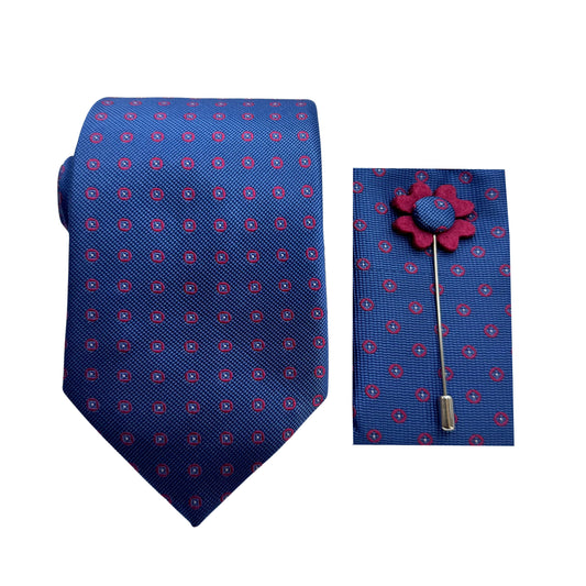 JACOMBO222220 JAMES ADELIN Luxury Spotted Textured Weave 7.5cm Width Tie/Pocket Square/Lapel Pin Combo Sets