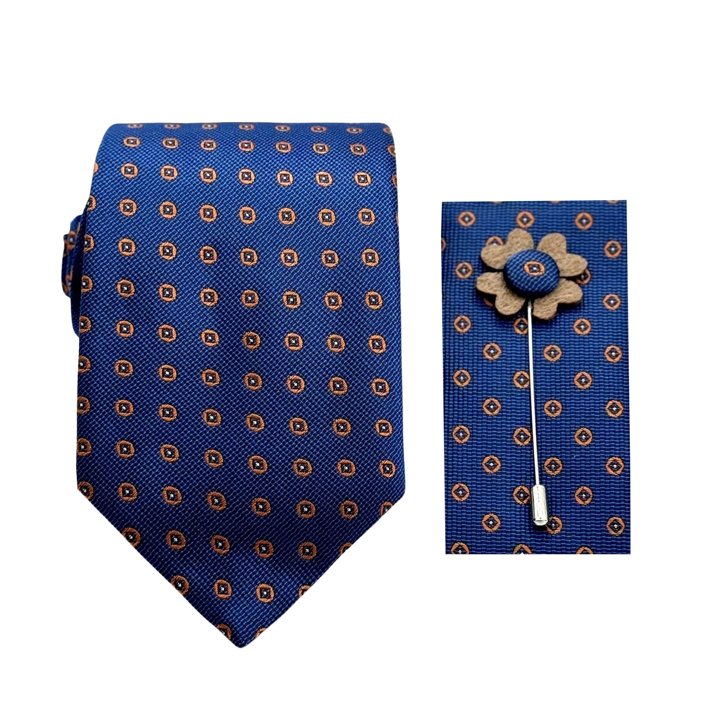 JACOMBO222220 JAMES ADELIN Luxury Spotted Textured Weave 7.5cm Width Tie/Pocket Square/Lapel Pin Combo Sets