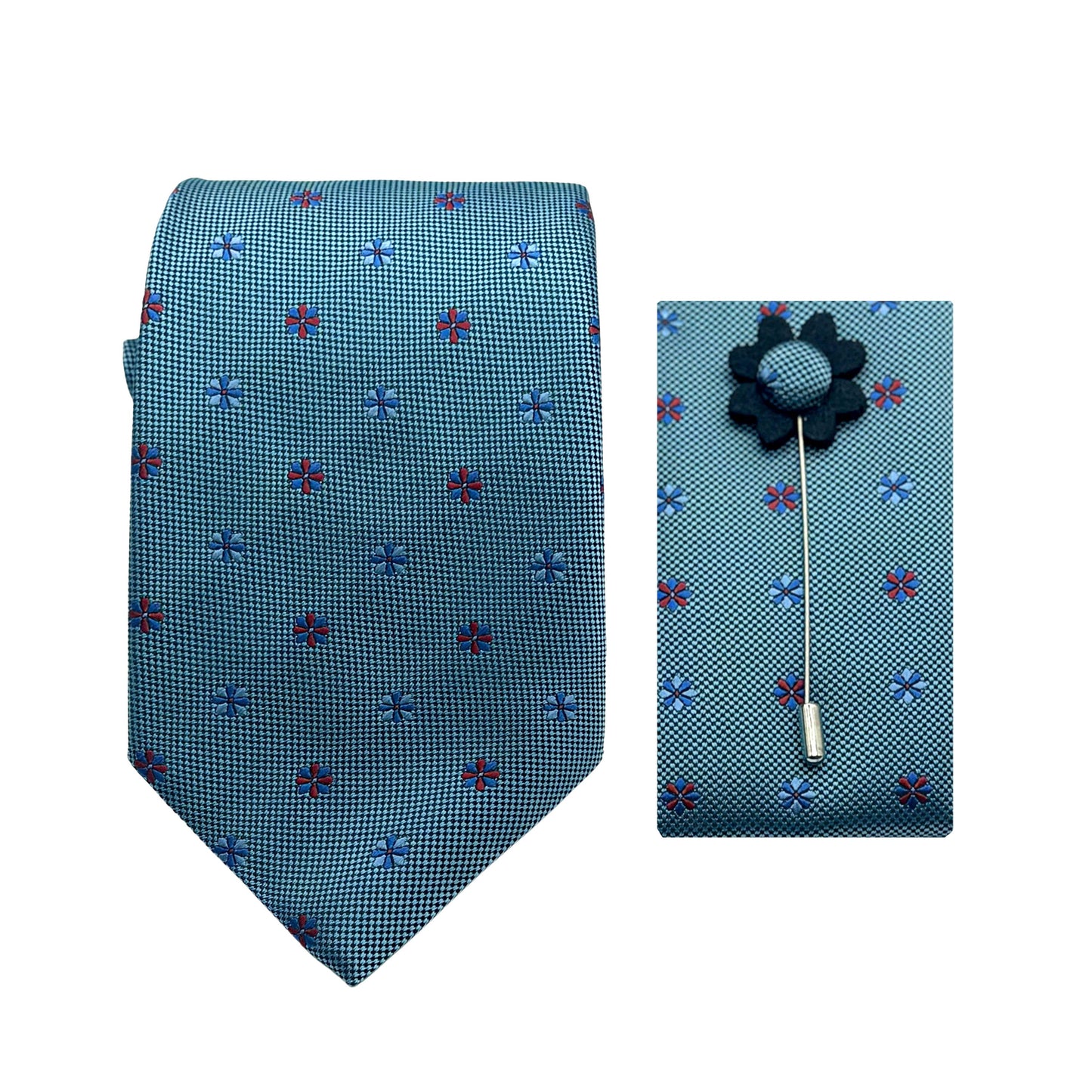 JACOMBO222260 JAMES ADELIN Luxury Textured Floral Motif 7.5cm Width Tie/Pocket Square/Lapel Pin Combo Sets
