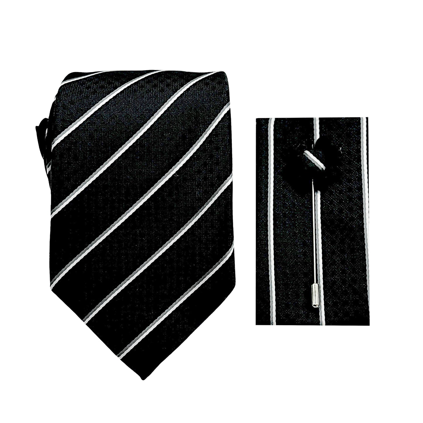 JACOMBO223010 JAMES ADELIN Luxury Stripe 7.5cm Width Tie/Pocket Square/Lapel Pin Combo Sets