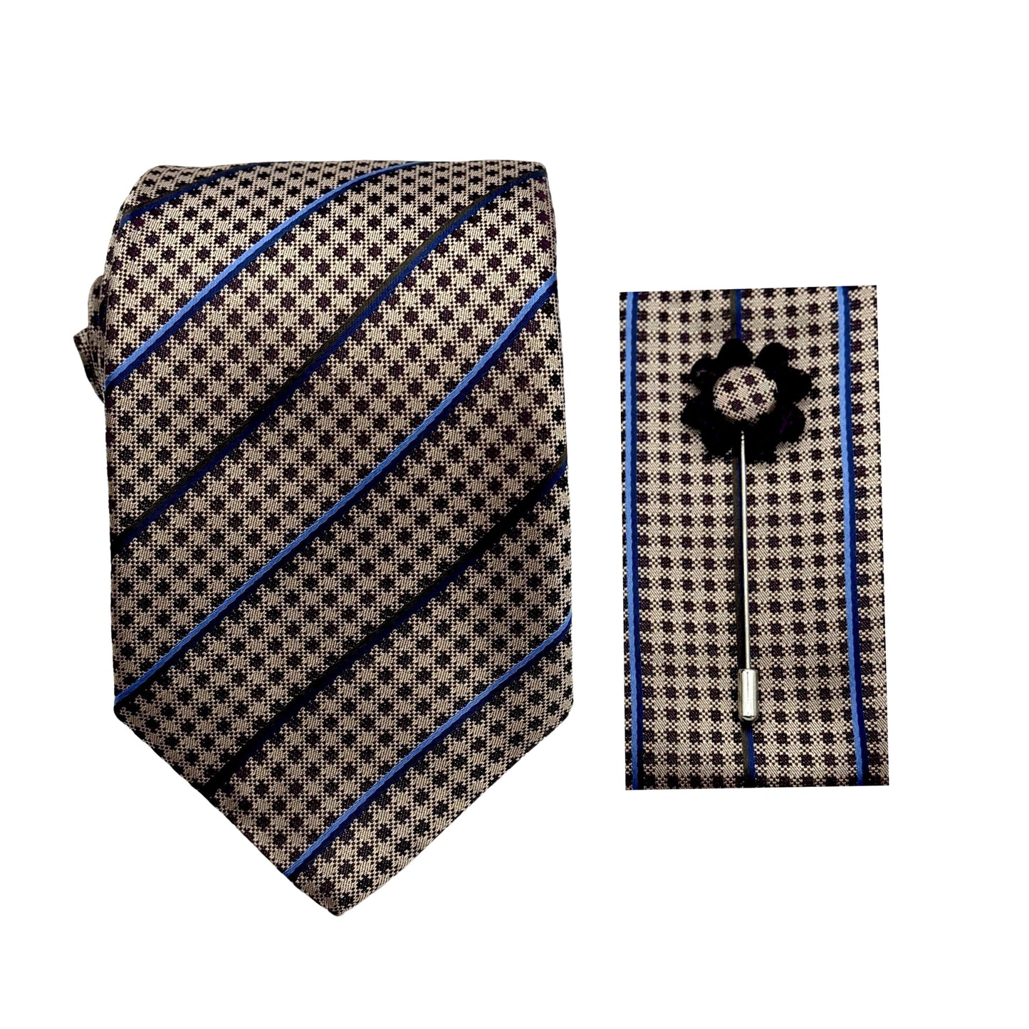 JACOMBO223010 JAMES ADELIN Luxury Stripe 7.5cm Width Tie/Pocket Square/Lapel Pin Combo Sets