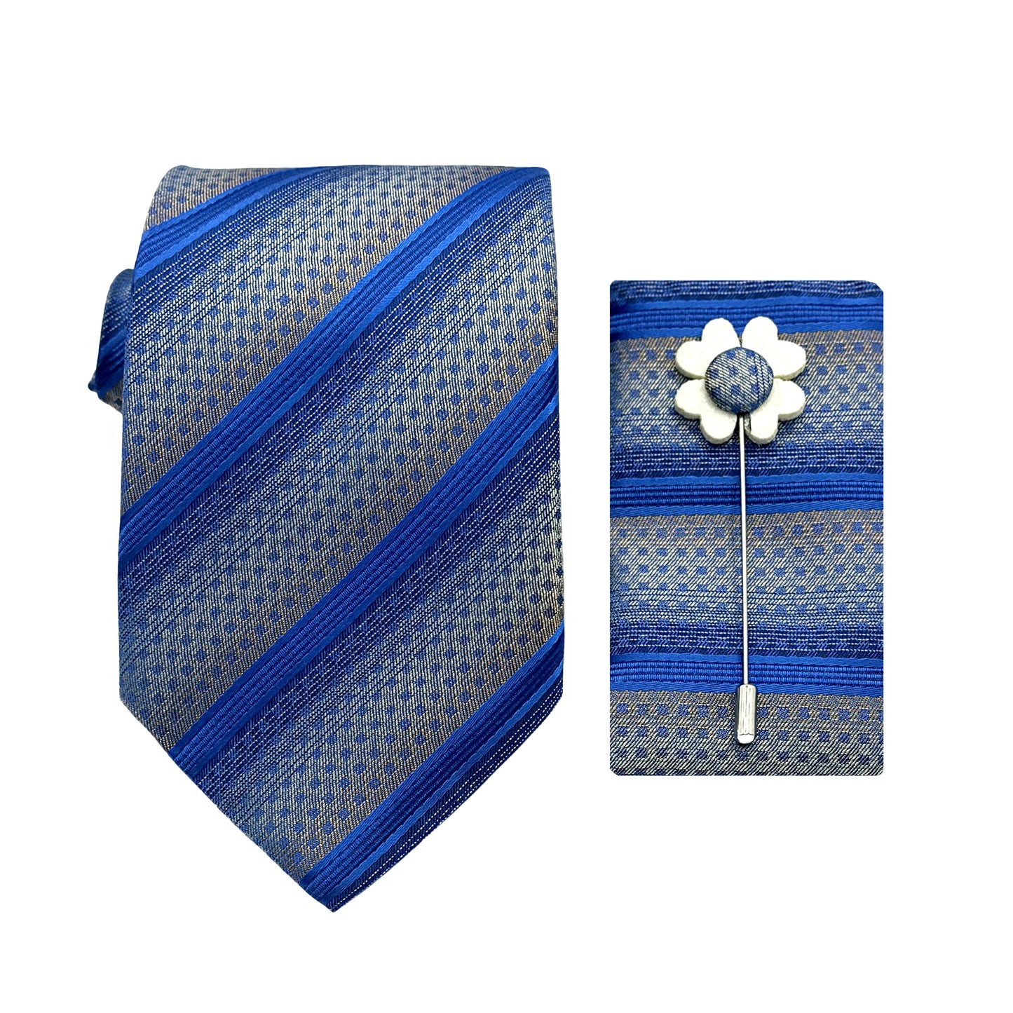 JACOMBO223050 JAMES ADELIN Luxury Geometric Stripe 7.5cm Width Tie/Pocket Square/Lapel Pin Combo Set
