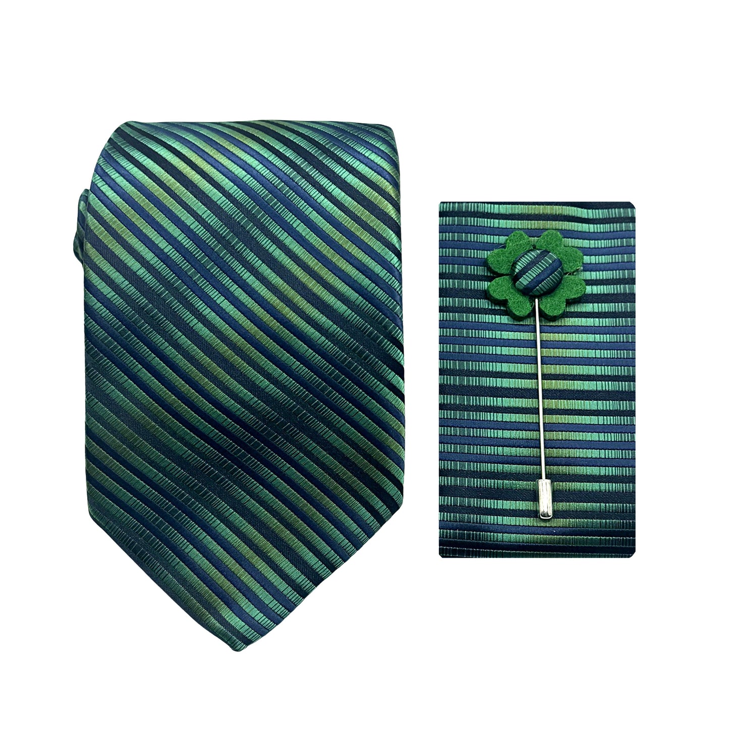 JACOMBO223090 JAMES ADELIN Luxury Striped 7.5cm Width Tie/Pocket Square/Lapel Pin Combo Set