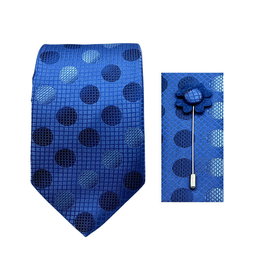 JACOMBO225020 JAMES ADELIN Luxury Geometric Spotted 7.5cm Width Tie/Pocket Square/Lapel Pin Combo Set