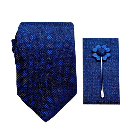 JACOMBO226080 JAMES ADELIN Luxury Floral Emboss 7.5cm Width Tie/Pocket Square/Lapel Pin Combo Set