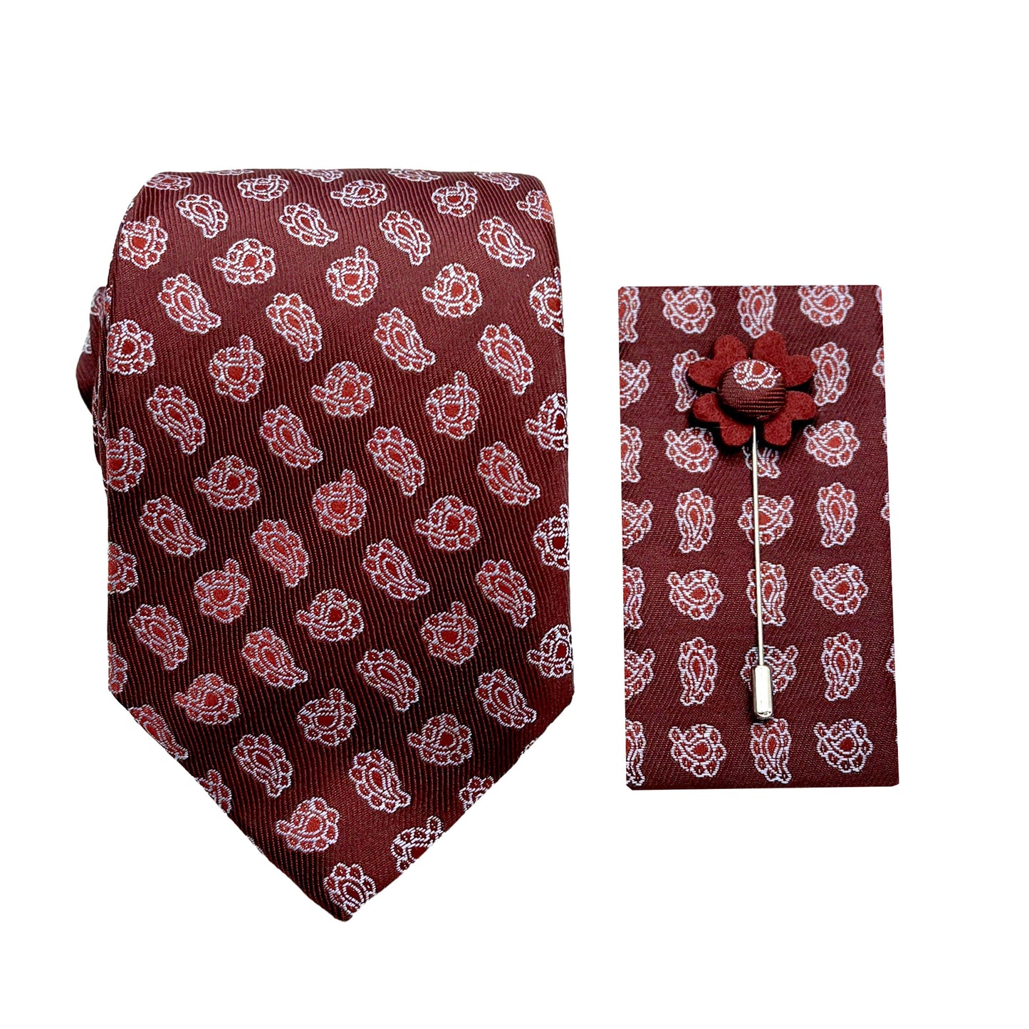 JACOMBO227020 JAMES ADELIN Luxury Paisley 7.5cm Width Tie/Pocket Square/Lapel Pin Sets